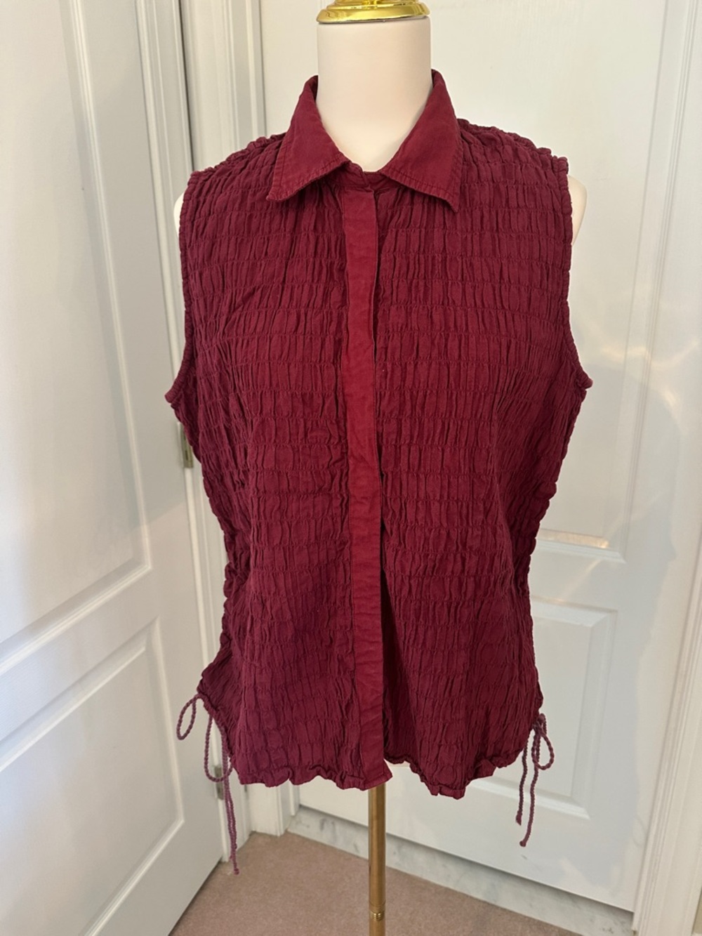 Vintage Unique Andrew & Co Plus Sleeveless Crinkle Hook & Eye Closure Top Sz 1X